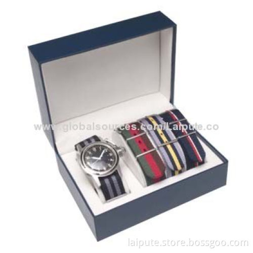 Multi-color Choice Nylon Gift Watch Set, Stainless Steel Case, Quartz Japanese Movement